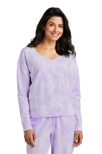 Port & Company Ladies Beach Wash Cloud Tie-Dye V-Neck Sweatshirt LPC140V