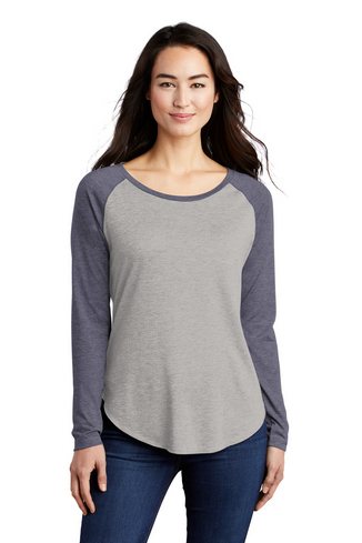 Custom Printed Sport-Tek Ladies PosiCharge Long Sleeve Tri-Blend Wicking Scoop Neck Raglan Tee - LST400LS
