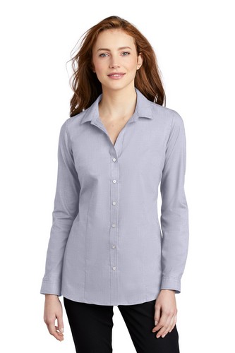 Custom Embroidered Port Authority Ladies Pincheck Easy Care Shirt - LW645