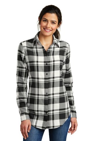 Custom Embroidered Port Authority Ladies Plaid Flannel Tunic - LW668