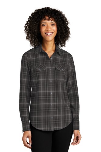 Custom Printed Port Authority Ladies Long Sleeve Ombre Plaid Shirt LW672 With Imprint