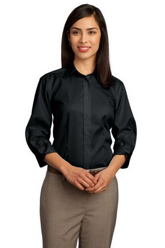 CLOSEOUT Red House - Ladies 3/4-Sleeve Dobby Non-Iron Button-Down Shirt. RH61