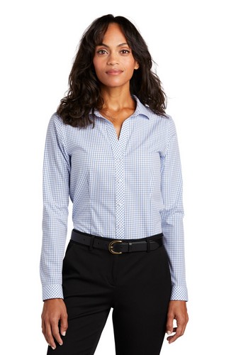 Custom Embroidered Red House Ladies Open Ground Check Non-Iron Shirt - RH86