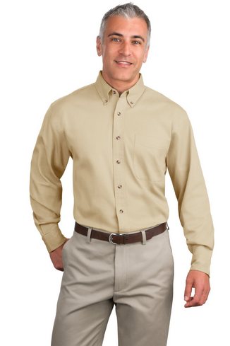 Custom Embroidered Long Sleeve Twill Dress Shirt Port Authority - S600T With Logo
