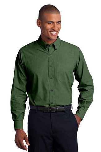 Custom Embroidered Port Authority Tall Crosshatch Easy Care Shirt - TLS640