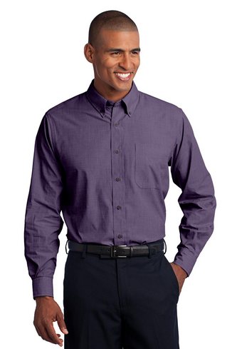 Custom Logo Crosshatch Easy Care Shirt. Port Authority -S640