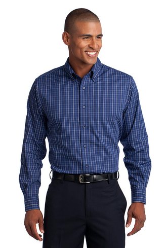 Custom Logo Port Authority Tall Tattersall Easy Care Shirt - TLS642