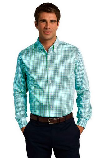 Custom Embroidered  Port Authority Long Sleeve Gingham Easy Care Shirt - S654 