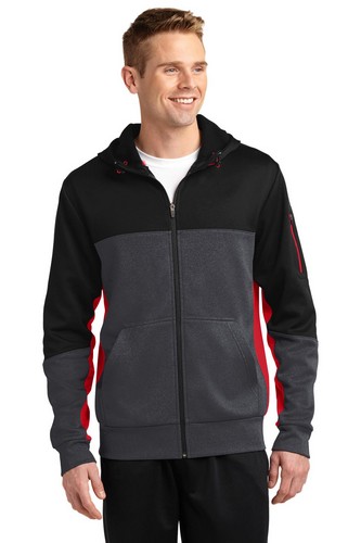 Custom Embroidered Sport-Tek Tech Fleece Colorblock Full-Zip Hooded Jacket - ST245