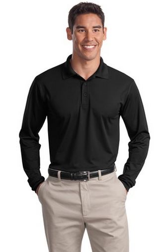 Custom Logo  Long Sleeve Micropique Sport-Wick Polo Shirt. Sport-Tek ST657  Embroidered