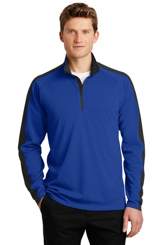 Custom Embroidered Sport-Tek Sport-Wick Textured Colorblock 1/4-Zip Pullover - ST861