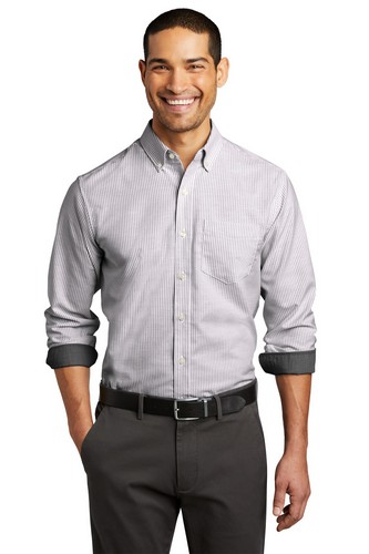 Custom Embroidered Port Authority SuperPro Oxford Stripe Shirt - W657 