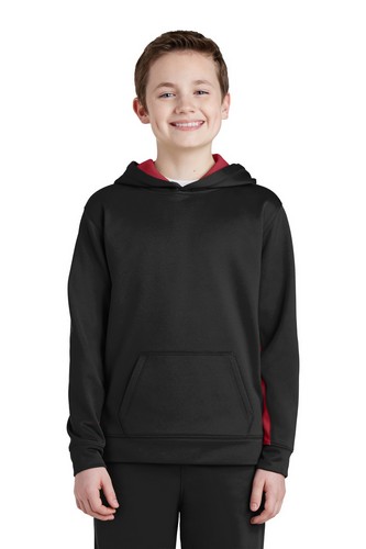 Custom Logo Sport-Tek Youth Sport-Wick Fleece Colorblock Hooded Pullover - YST235