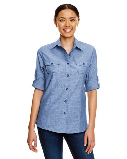  Ladies Chambray Woven Shirt 
