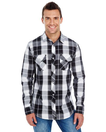 Men's Long-Sleeve Plaid Pattern Woven Shirt