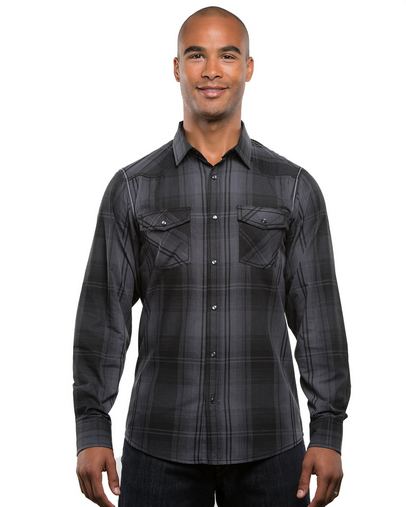  Men's Long-Sleeve Western Plaid Shirt 