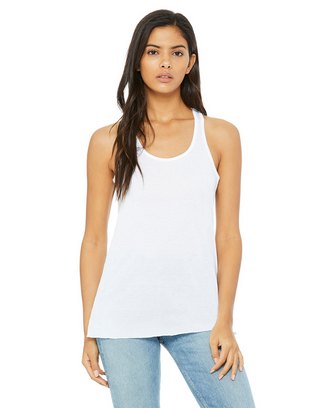 Ladies' Flowy Racerback Tank - WHITE - XS