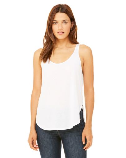  Ladies' Flowy Side Slit Tank - WHITE - S 