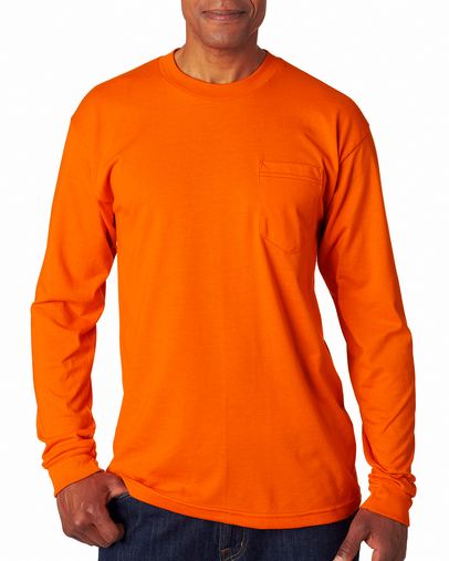 Custom Printed Bayside Long-Sleeve T-Shirt with Pocket - BA1730
