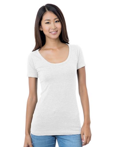 Junior's 4.2 oz., Fine Jersey Wide Scoop Neck T-Shirt