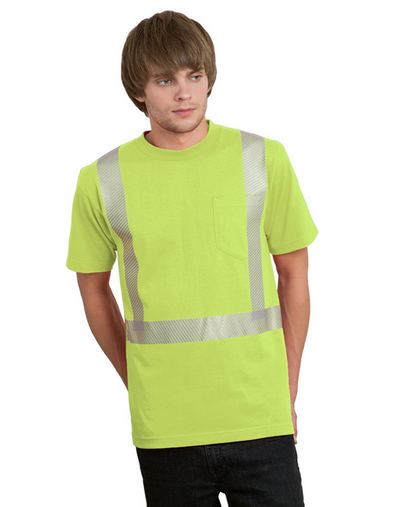 5.4 oz., 50/50 Hi-Visibility Segmanted Striping Pocket T-Shirt