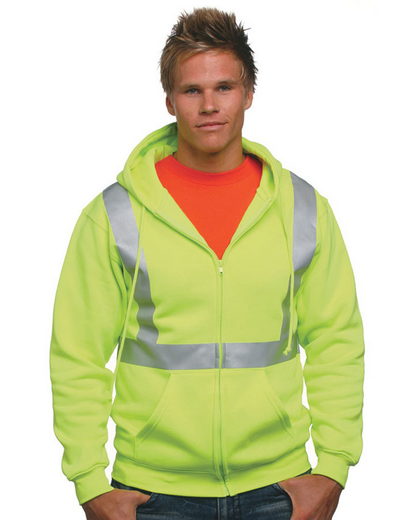  80/20 Heavyweight Hi-Visibility Solid Striping Full-Zip Hooded Sweatshirt 