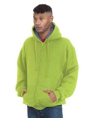 Adult Super Heavy Thermal-Lined Full-Zip Hooded Sweatshirt - LIME GRN/ DK GRY - M