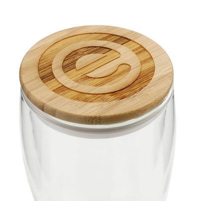Easton Glass cup with FSC Bamboo lid 12oz