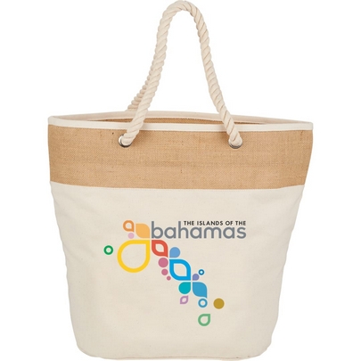  Jute Accent 12oz Cotton Canvas Rope Tote 