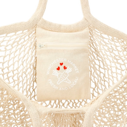  Riviera Cotton Mesh Market Bag w/Zippered Pouch 