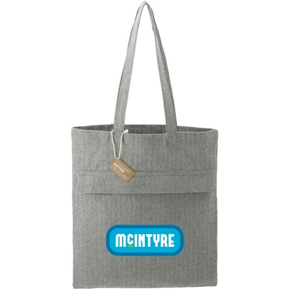  Recycled Cotton Herringbone Tote w/Zip Pocket 