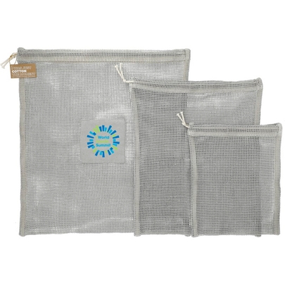  Recycled Cotton Mesh Cinch Pouch Set 