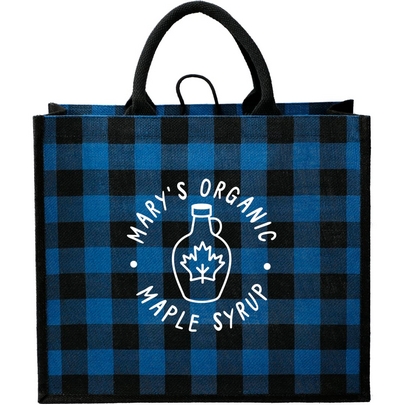  Buffalo Plaid Printed Jute Tote 