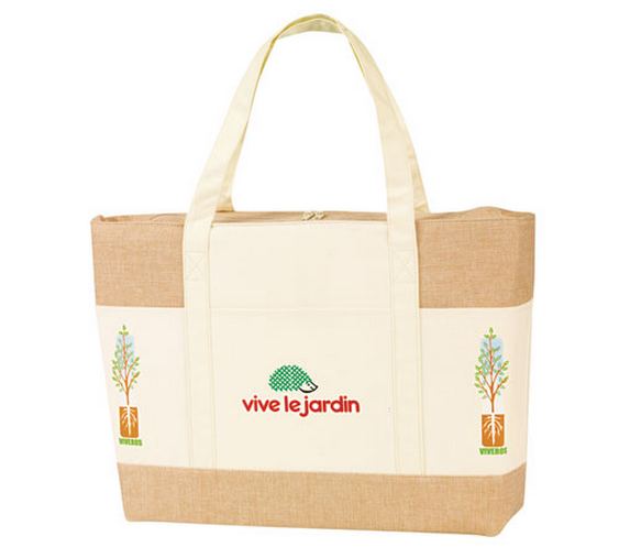 Two-Tone Jute & Canvas Tote