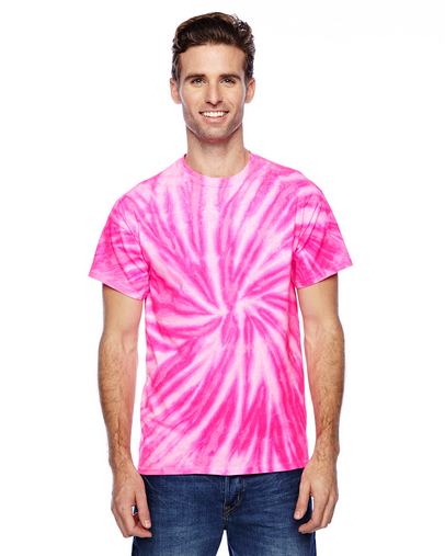 Adult Twist Tie-Dyed T-Shirt - NEON BUBBLEGUM - 5XL