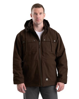  Men's Highland Washed Duck Full-Zip Hooded Chore Coat 