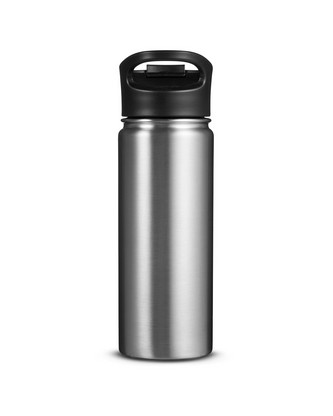 18oz Double-Wall Vacuum Bottle With Sip-Thru Top - SILVER - OS