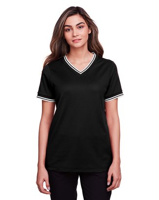  Ladies' CrownLux Performance™ Plaited Tipped V-Neck Polo 