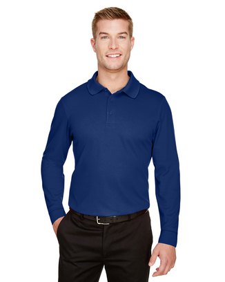 CrownLux Performance™ Men's Plaited Long Sleeve Polo