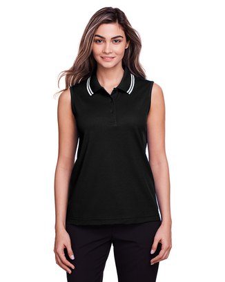  Ladies' CrownLux Performance™ Plaited Tipped Sleeveless Polo 