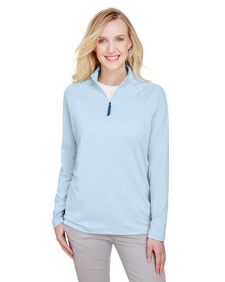 CrownLux Performance™ Ladies' Clubhouse Micro-Stripe Quarter-Zip