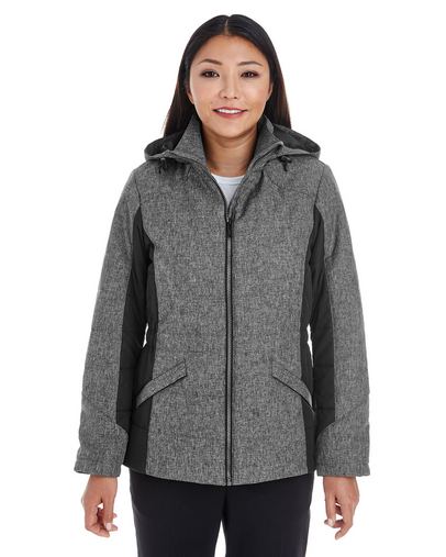 Ladies' Midtown Insulated Fabric-Block Jacket with Crosshatch M??lange