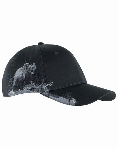 Brushed Cotton Twill Grizzly Bear Cap - CHARCOAL - OS