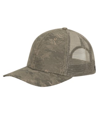  Structured Mid Profile Camo Print Trucker Hat - KHAKI - OS 