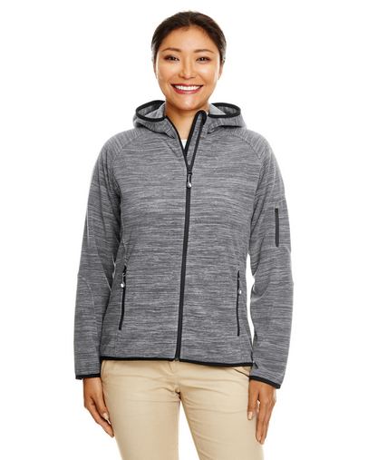  Ladies' Perfect Fit™ Mélange Velvet Fleece Hooded Full-Zip 