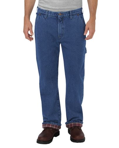  Men's Relaxed Fit Straight-Leg Flannel-Lined Carpenter Denim Pant 