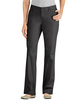 Ladies' Curvy Fit Straight Leg Flat Front Pant - BLACK _02 - RG 