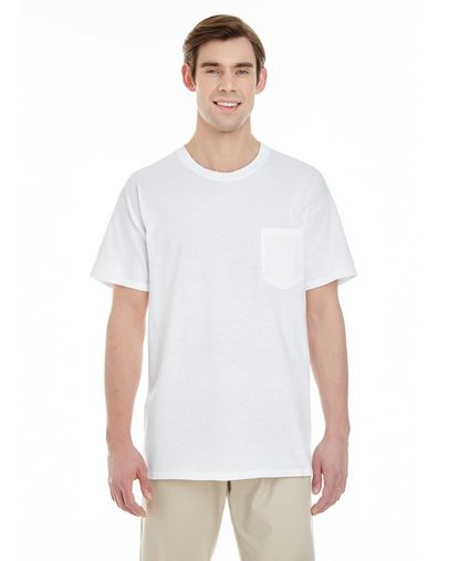  Unisex Heavy Cotton Pocket T-Shirt - WHITE - S 