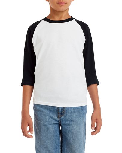  Youth Heavy Cotton™ 3/4-Raglan Sleeve T-Shirt 