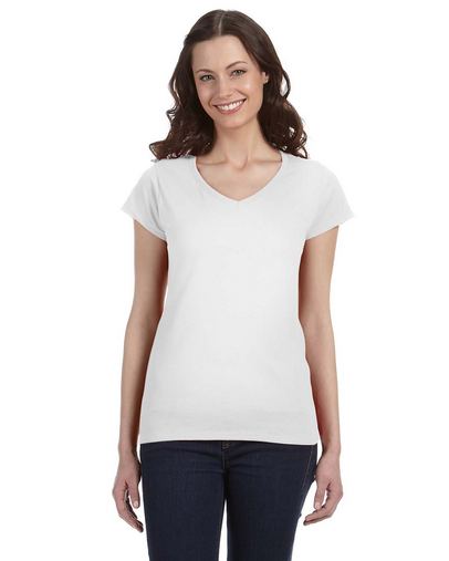  Ladies' SoftStyle?? 4.5 oz. Fitted V-Neck T-Shirt 